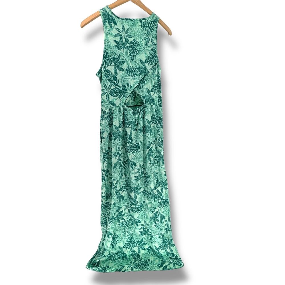 Toad&Co Sunkissed Maxi Dress Medium Kelp Green Botanic Print NWT Sustainable $95 - Picture 2 of 10